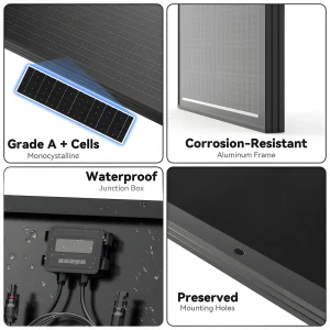 Rvpozwer 400W/200W/100W N-Type 18BB Solar Panel Portable Waterproof Ideal for RV Marine Yacht Caravan - Thumbnail Image 7