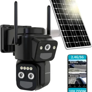 Outdoor Solar Powered Wireless Security Camera for Home, 360° View, Motion Detection