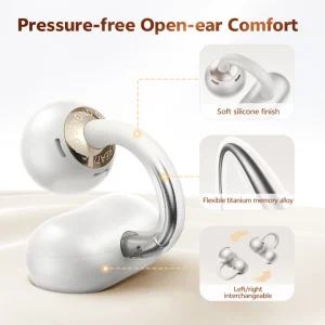 QCY CT06 Clip On Earbuds Crossky C50 Open Ear Wireless Bluetooth 6.0 Headphones - Thumbnail Image 3